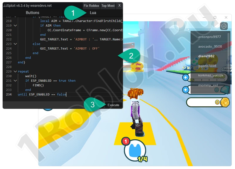 Запуск AIM скрипта для Роблокс
