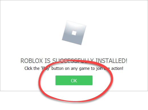Завершение установки Roblox на компьютер