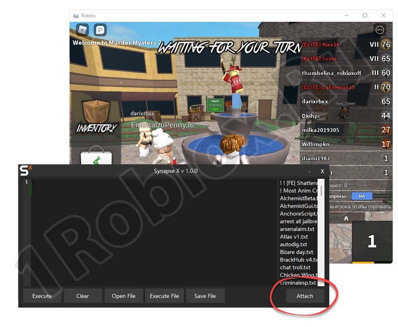 Подключение эксплоита к Roblox